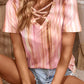 Tie-Dye Crisscross V-Neck Top