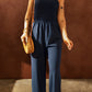 Ruffle Shoulder Smocked Pocket Jumpsuit