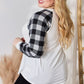 Hailey & Co Full Size Plaid Raglan Sleeve Round Neck Blouse