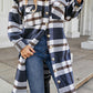 Plaid Button Up Collared Neck Coat with Pockets