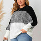 Plus Size Color Block Round Neck Cable-Knit Sweater