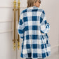Plaid Collared Neck Longline Coat