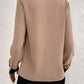 Contrast Trim V-Neck Long Sleeve Blouse