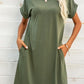 Scoop Neck Short Sleeve Pocket Dress