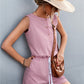 Sleeveless Buttoned Romper with Pockets
