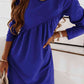 Ruched Round Neck Long Sleeve Dress