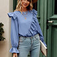 Ruffled Round Neck Long Sleeve Top