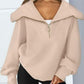 Half-Zip Lantern Sleeve Top