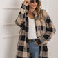 Plaid Collared Neck Longline Coat