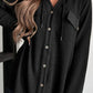 Waffle-Knit Button Up Drawstring Hoodie