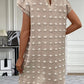 Swiss Dot Mock Neck Cap Sleeve Mini Dress