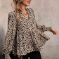 Notched Lantern Sleeve Tiered Top