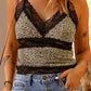 Leopard Lace Trim Plunge Cami