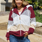 Striped Zip Up Drawstring Hooded Jacket
