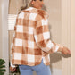 Plaid Collared Neck Drop Shoulder Coat