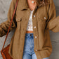 Fuzzy Button Up Pocketed Jacket
