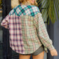 Contrast Plaid Long Sleeve Collared Neck Shirt