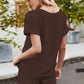 V-Neck Drawstring Waist Lounge Set
