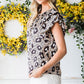 Animal Print Puff Sleeve Round Neck Blouse