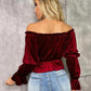 Off-Shoulder Flounce Sleeve Blouse