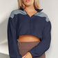 Contrast Drawstring Zip Up Jacket