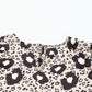 Animal Print Puff Sleeve Round Neck Blouse