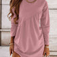 Ruched Round Neck Long Sleeve Dress
