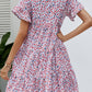 Leopard Short Flounce Sleeve Tiered Dress
