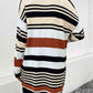 Striped Open Front Drop Shoulder Cardigan