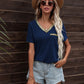 Glitter V-Neck Short Sleeve Tee Shirt