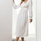 Twist Front V-Neck Flounce Sleeve Dress