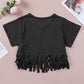 V-Neck Fringe Hem T-Shirt