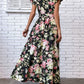 Floral Flutter Sleeve Tie-Waist Split Dress