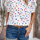 Tied Printed Puff Sleeve Blouse