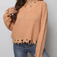 Waffle-Knit Dropped Shoulder Blouse