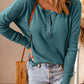 Waffle Knit Henley Long Sleeve Top