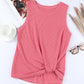 Waffle-Knit Round Neck Tank