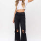 Vervet by Flying Monkey Vintage Ultra High Waist Distressed Crop Flare Jeans