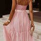 Lace Adjustable Spaghetti Strap Tiered Dress