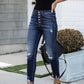 Button Fly Distressed Skinny Jeans