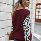 Leopard Round Neck Dropped Shoulder Sweater