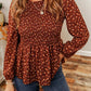Floral Smocked Ruffle Hem Long Sleeve Blouse
