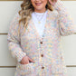 Plus Size Heathered Long Sleeve Pocketed Cardigan
