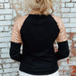 BELIEVE Sequin Long Sleeve Round Neck Blouse