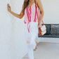 Printed Tie-Front V-Neck Cami