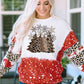 Christma Tree Graphic Leopard Round Neck Sweatshirt