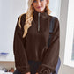 Half Zip Collared Neck Long Sleeve Sweatshirt