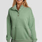 Half Sanp Drop Shoulder Long Sleeve Sweatshirt