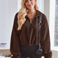 Half Zip Collared Neck Long Sleeve Sweatshirt