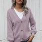 V-Neck Button-Down Dropped Shoulder Cardigan
